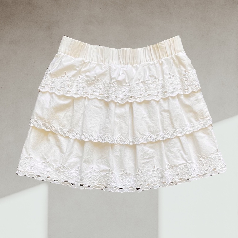 J. Crew Layered Eyelet Mini Skirt Sz 0